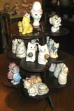 3-Tier Walnut Muffin Stand Featured with a Collection of Vintage Salt & Pepper Shakers