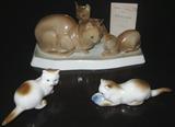 Zsolnay of Hungary Porcelain Cat Figurines