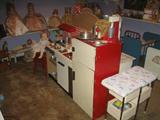 1950's Vintage Child Kitchenette and toy appliances, dishes, etc.
Doll Changing table