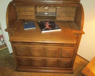Living Room:  Jasper Cabinet roll top desk with display