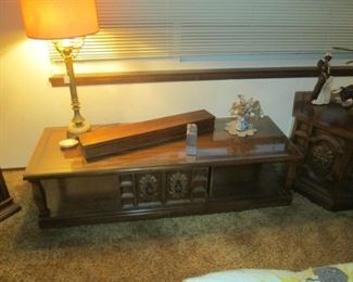 Living Room:  Coffee Table, Nice Vintage Oak Box, Lamp