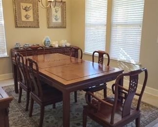 Rosewood Dining Room Table w/ 6 chairs