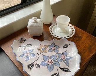 Pottery & milk glass