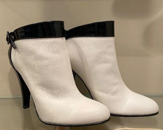 Chanel white leather booties (Carrie Bradshaw wore in Sex and the City) (buy on PoofSale.com - ask about shipping)