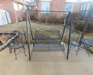 Wrought Iron Swing & Tables