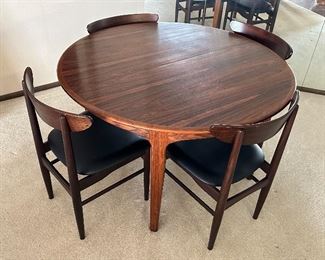 Stunning Danish Mid Century Dining Room Table and Four Chairs