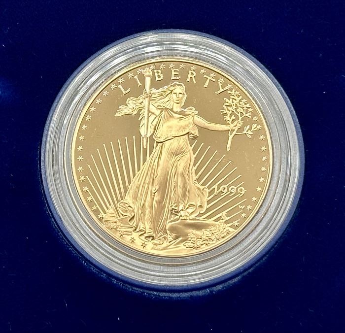 American Eagle One Ounce Gold Bullion Coin - $50 Gold American Eagle Coin Proof with certificate and display case.