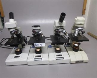 LOT OF 4 PARCO MICROSCOPES PARTS AND REPAIR