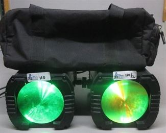 LOT OF 2 AMERICAN DJ REVO RAVE LIGHTS IN TRAVEL CASE