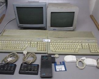 LOT OF ELECTRONICS INCLUDING ATARI VIDEO MONITORS, QC-1438S, SM124, ATARI 1040ST CONSOLES AND MORE