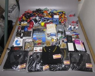 BOX SWAG INCLUDING LANYARDS, HATS, POLO SHIRTS NOS
