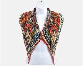 HERMES Pleated Multicolor Print Silk Scarf in Box