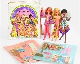 MATTEL DAWN DOLL 1970's Rock Flower Dolls, Case, and Clothing Packs Mod