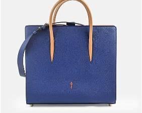 CHRISTIAN LOUBOUTIN Calfskin Patent Spiked Large Paloma Blue