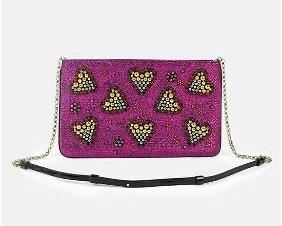 CHRISTIAN LOUBOUTIN Gold Purple Loubiposh Spiked Glitter Canvas Clutch