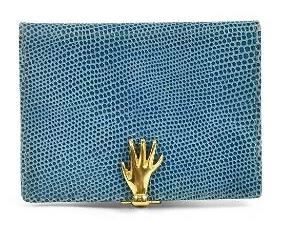 UMBERTO FIRENZE 1970's Turquoise Wallet w/ Brass Hand Clasp