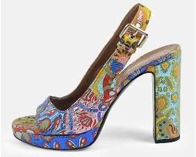 MIU MIU Lurex Paisley Brocade Platform Slingback Size 7