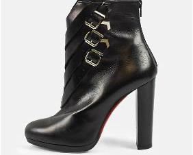CHRISTIAN LOUBOUTIN Black Troop 120 Shiny Calfskin Leather Ankle Boots Size 40.5
