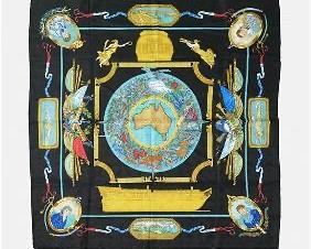 HERMES Vintage Le Geographe Hermes silk Jacquard scarf