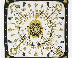 HERMES Blue Les ClÃ©s Key Silk Scarf