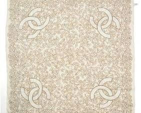 CHANEL Coco Logos Flower Silk Scarf