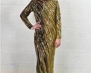 BOB MACKEY Vintage 1980's Beaded Silk Gown