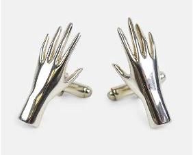 SERGIO BUSTAMANTE Sterling Silver Hand Cufflinks