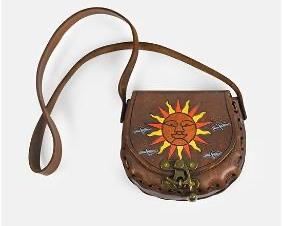 VINTAGE SUNBURST Painted Leather Bag Hippie Boho