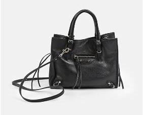 BALENCIAGA Mini Papier A6 Magnet Black Polished Silver Hardware Calfskin Leather Bag