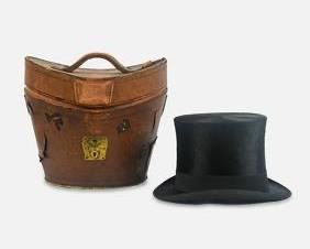 Antique Knox Top Hat with original leather hat box 