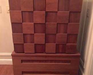 Young Mfg. Brutalist dresser 63"h x39"w x19", 2 pieces