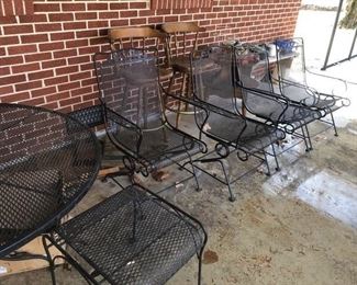 wrought iron table and chairs