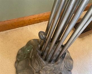 Vintage Lily Pad Floor Lamp, 12 Light Floor Lamp, Amber and Green Sconces, Heavy Metal Base