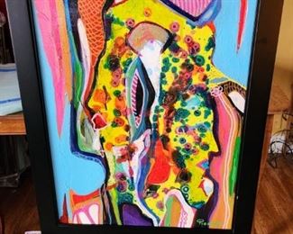 Original art by Picardo                                                    Abstract Figurative 20”H x 16”W
Mixed media
Canvas with wood frame
