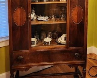 Early Century Solid Wood China Cabinet                       
40"W x 61"T x 14"D