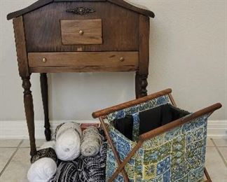 Antique Sewing Box And Knitting