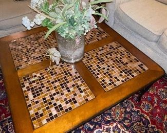 Main Level/Sunroom
Glass Tile topped coffee table and 2 matching side tables. Iron leg bases. 