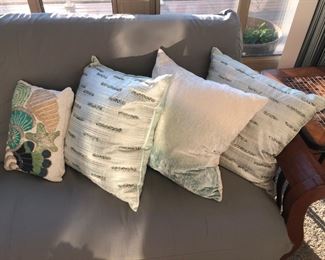 Coastal themed pillows.  Sequins.
