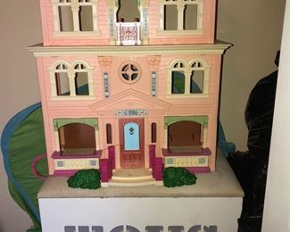 2008 Fisher-Price Loving Family Victorian Mansion dollhouse and toy box
