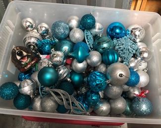 Blue and silver tree decorations