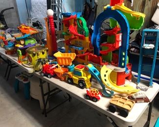 Plastic toys, cars, trucks, musical toys