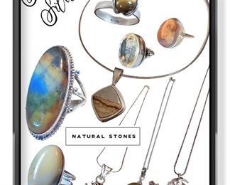 Vintage Sterling Estate Jewelry 
Natural Stones 