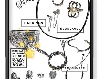 Vintage Sterling Estate Jewelry 
Earrings Bracelets Rings Necklaces 