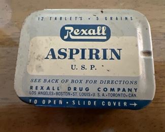 Vintage Rexall Aspirin  Tin