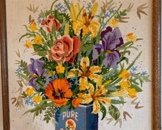 Vintage cross stitch framed artwork