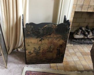 Painted fireplace screen 