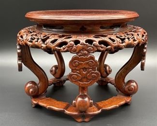 Rosewood Intricately Carved Plant or Decor Stand