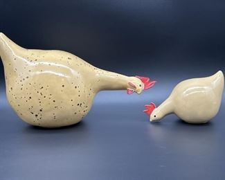 (2) Longchamp France Ceramic Chickens