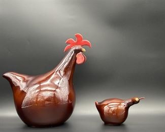 (2) Longchamp France Ceramic Chickens