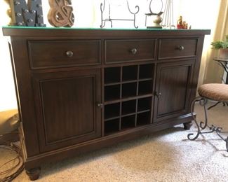 Beautiful large storage console with wine rack